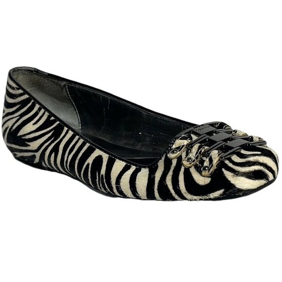 Calvin Klein Pazia Zebra Print Ballet Flats Size 7.5M - Picture 1 of 13